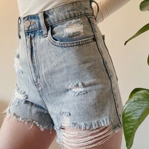 cello high waisted distressed shorts